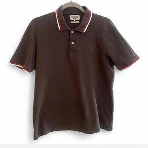 ENRICO COVERI SPORTSWEAR BROWN SHORT SLEEVE POLO SHIRT COTTON PREPPY SIZE LARGE